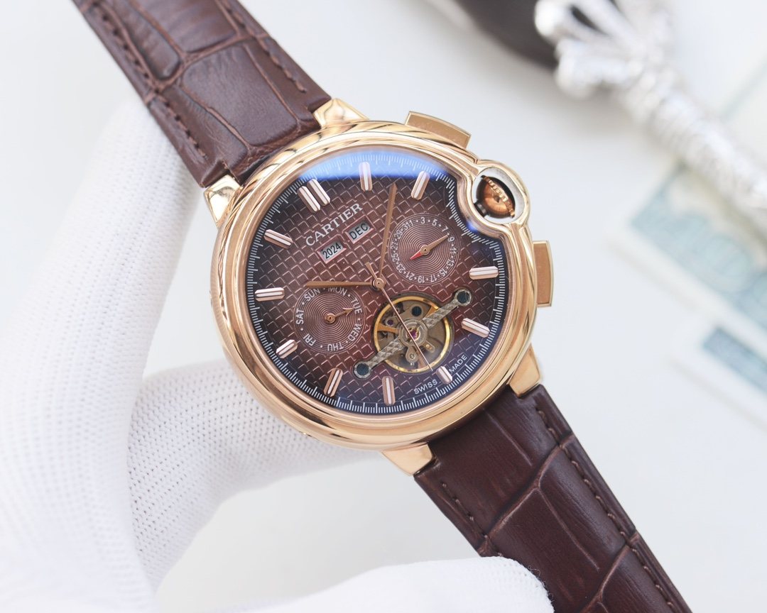 Cartier Rose Gold Brown Dial Bracelet Watch — front